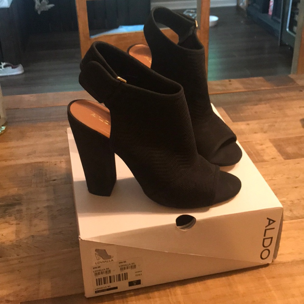 Aldo Sz9 Lovialla Black Open Toe Booties